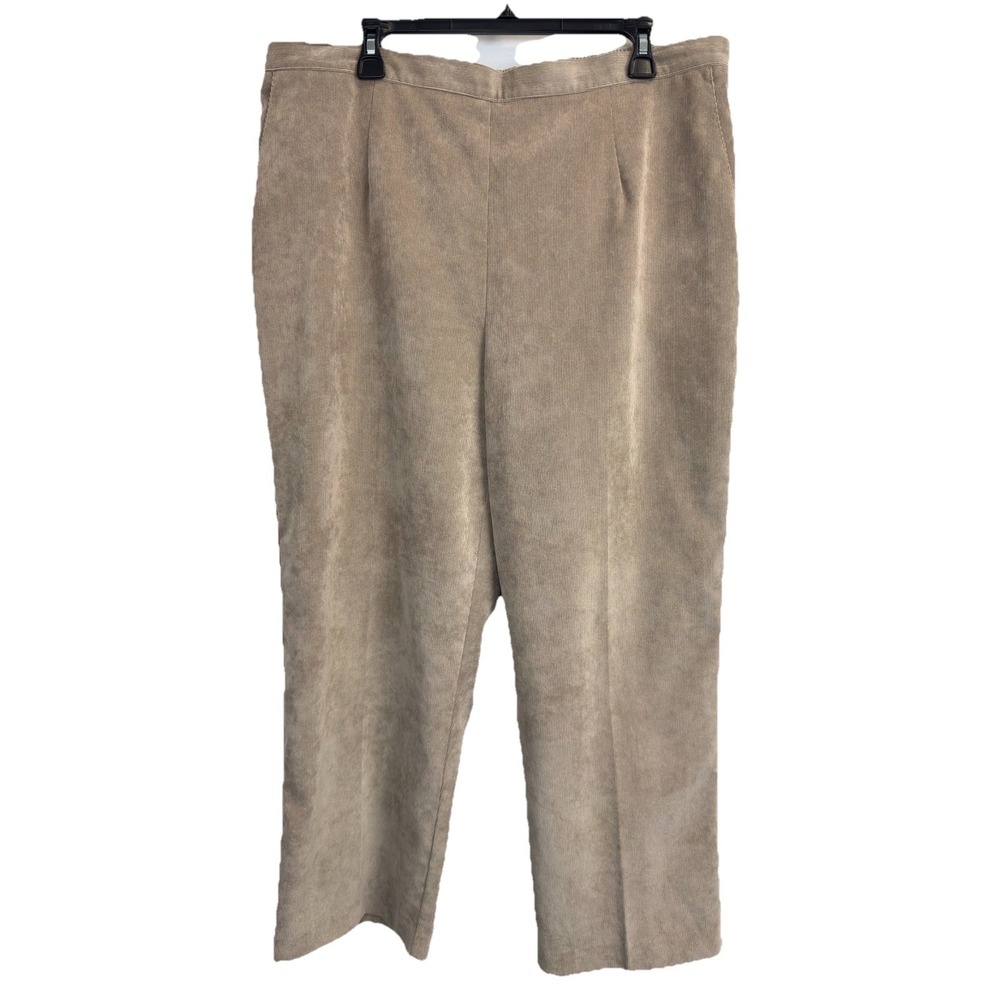 Alfred Dunner Corduroy Pants Women's 18W Beige Classic Pull On Stretch Pockets
